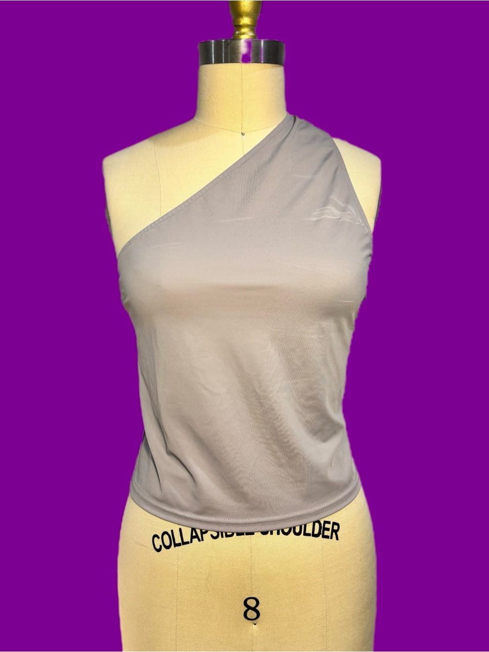 Edikted One-Shoulder Taupe Wrap Tank